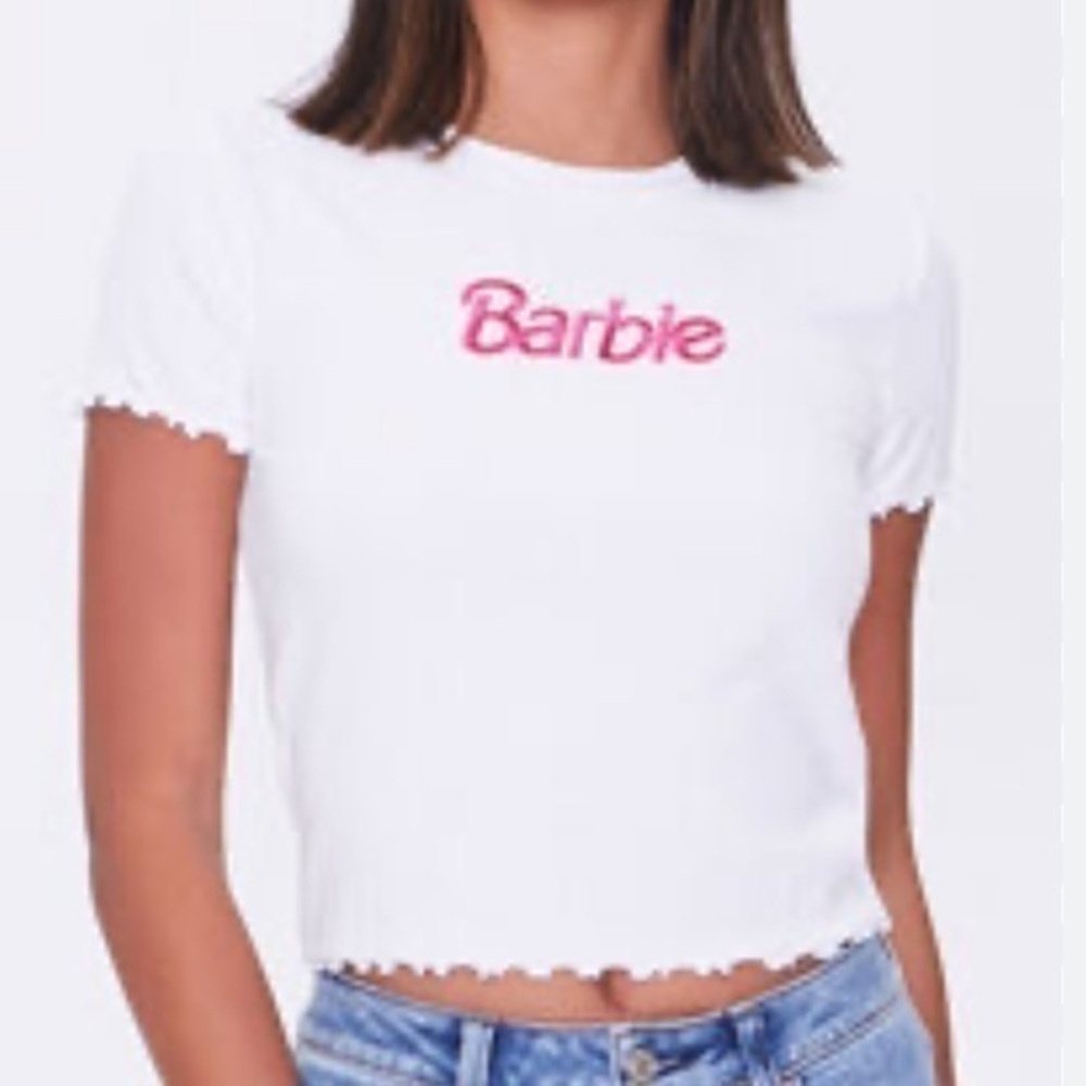 FOREVER 21 pink embroidered“BARBIE” logo blouse -3X